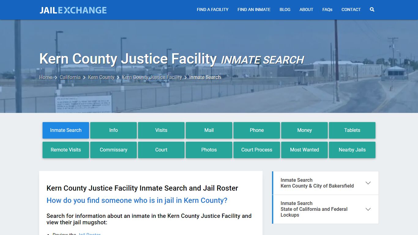 Kern County Justice Facility Inmate Search - Jail Exchange